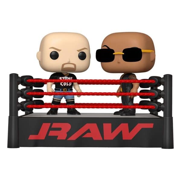 WWE pack 2 POP Moment! Vinyl figurines The Rock vs Stone Cold in Wrestling Ring 9 cm
