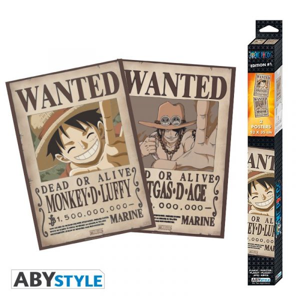 ONE PIECE - Set 2 Chibi posters - Wanted Luffy & Ace...