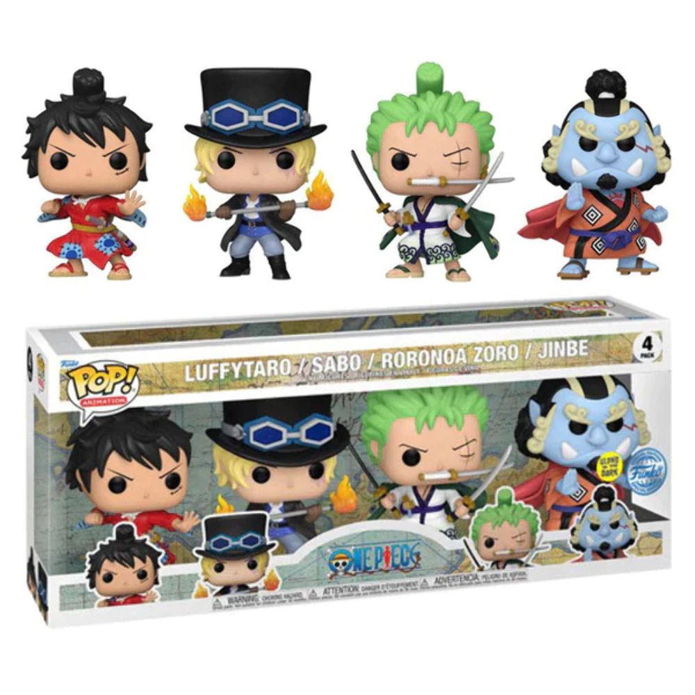 Luffytaro, Sabo, Zoro et Jinbe Pop! One Piece Pack de 4 Figurine 9cm